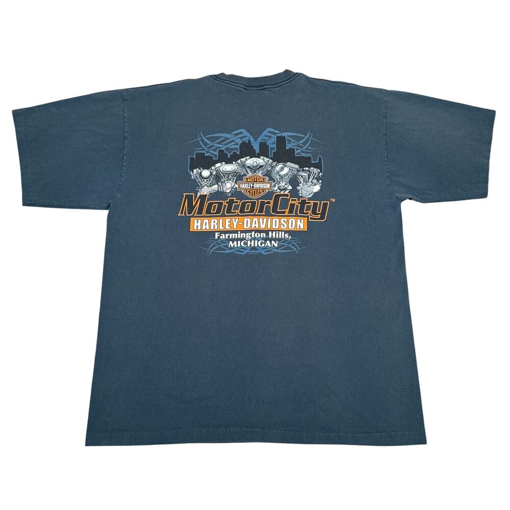 Vintage 2002 Harley Davidson Motor City Farmington Hills MI T Shirt XL USA